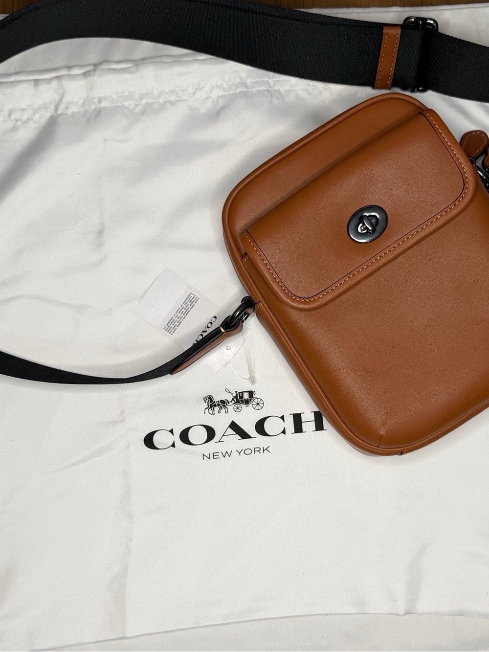 Coach Unisex Tan Leather Crossbody Bag